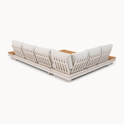 Bryson Aluminium Wood Large Corner Sofa Lounging Set in Pebble