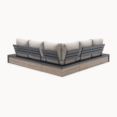 Lyon Aluminium Wood Look Corner Sofa Lounging Set in Graphite Grey