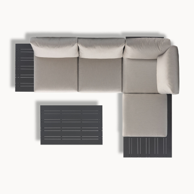 Lyon Aluminium Wood Look Compact Corner Sofa Lounging Set in Graphite Grey