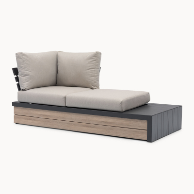 Lyon Aluminium Wood Look Compact Corner Sofa Lounging Set in Graphite Grey