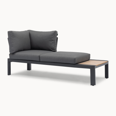 Tate Aluminium Wood Look Compact Corner Sofa Lounging Set in Graphite Grey