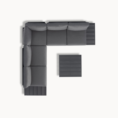 Calvin Aluminium Corner Sofa Lounging Set in Graphite Grey