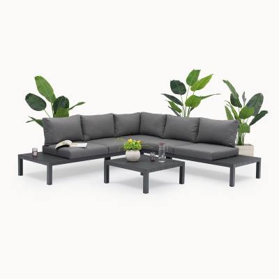 Calvin Aluminium Corner Sofa Lounging Set in Graphite Grey