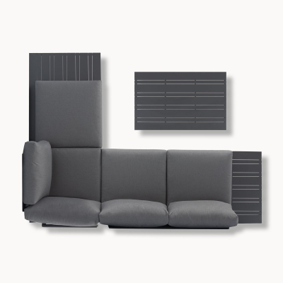 Calvin Aluminium Compact Corner Sofa Lounging Set in Graphite Grey