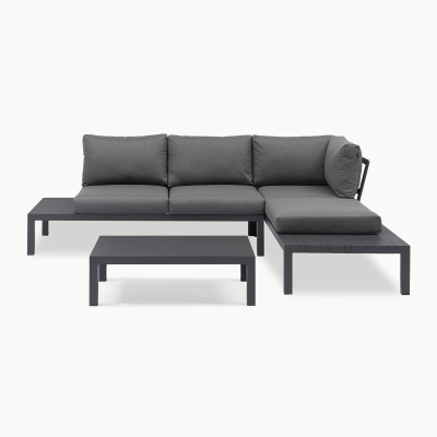 Calvin Aluminium Compact Corner Sofa Lounging Set in Graphite Grey