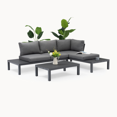 Calvin Aluminium Compact Corner Sofa Lounging Set in Graphite Grey