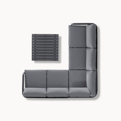 Teagan Aluminium Rope Corner Sofa Lounging Set in Persian Grey