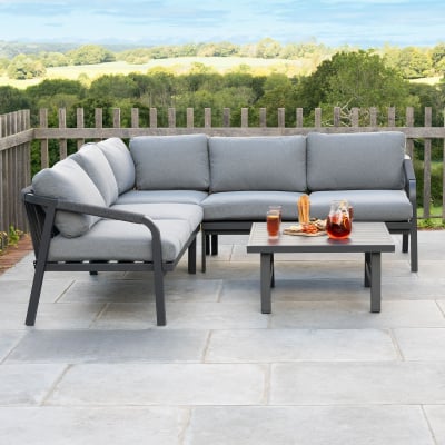 Teagan Aluminium Rope Corner Sofa Lounging Set in Persian Grey