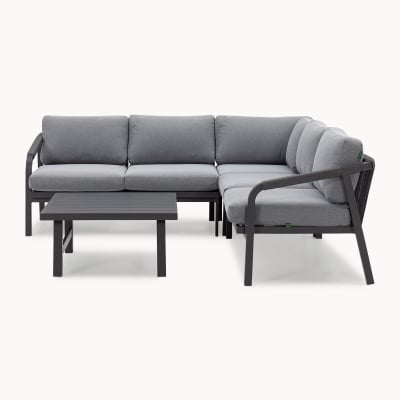 Teagan Aluminium Rope Corner Sofa Lounging Set in Persian Grey