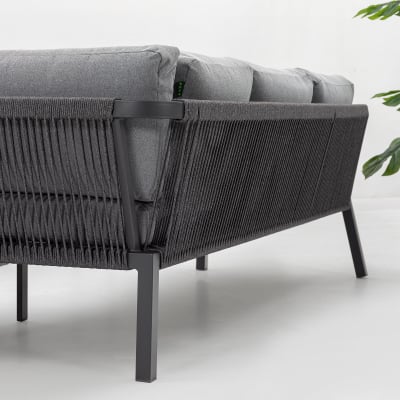 Teagan Aluminium Rope Corner Sofa Lounging Set in Persian Grey