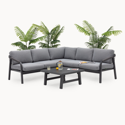 Teagan Aluminium Rope Corner Sofa Lounging Set in Persian Grey