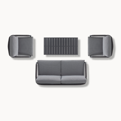 Teagan Aluminium Rope 2.5 Seater Sofa Lounging Set in Persian Grey