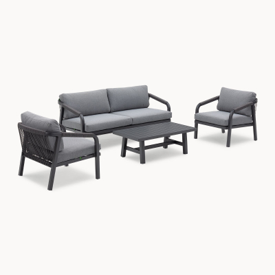 Teagan Aluminium Rope 2.5 Seater Sofa Lounging Set in Persian Grey