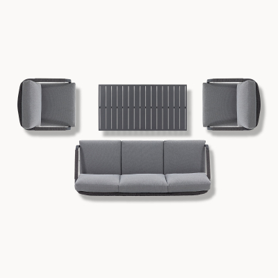 Teagan Aluminium Rope 3 Seater Sofa Lounging Set in Persian Grey