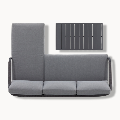 Teagan Aluminium Rope 3 Seater Chaise Sofa Lounging Set in Persian Grey