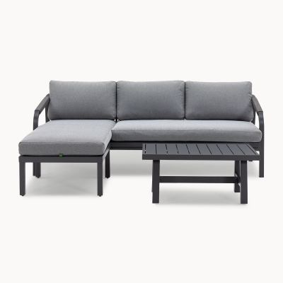 Teagan Aluminium Rope 3 Seater Chaise Sofa Lounging Set in Persian Grey