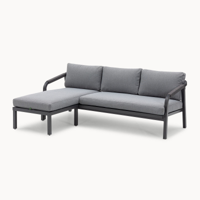 Teagan Aluminium Rope 3 Seater Chaise Sofa Lounging Set in Persian Grey