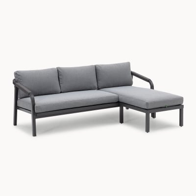 Teagan Aluminium Rope 3 Seater Chaise Sofa Lounging Set in Persian Grey