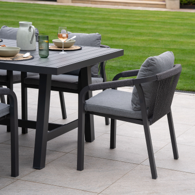 Teagan 6 Seat Rectangular Aluminium Rope Dining Set in Persian Grey