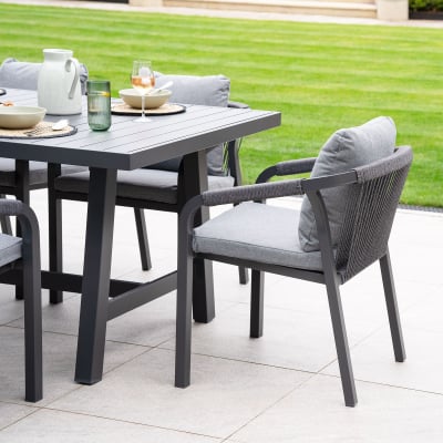 Teagan 6 Seat Rectangular Aluminium Rope Dining Set in Persian Grey