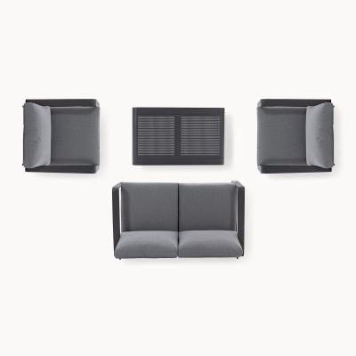 Chase Aluminium 2 Seater Sofa Lounging Set in Graphite Grey