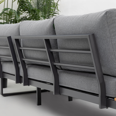 Alex Teak Aluminium Corner Sofa Lounging Set in Graphite Grey