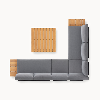 Alex Teak Aluminium Corner Sofa Lounging Set in Graphite Grey