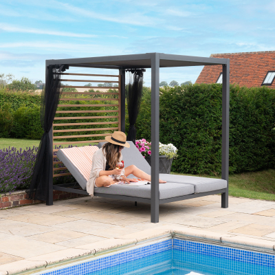 Alex Aluminium Four Poster Day Bed in Graphite Grey