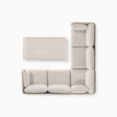 Maeve Rope Aluminium Corner Sofa Lounging Set in Clay