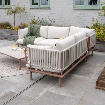 Maeve Rope Aluminium Corner Sofa Lounging Set in Clay