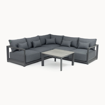 Rex Aluminium Corner Sofa Lounging Set in Graphite Grey