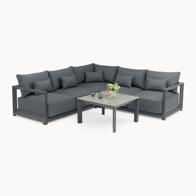 Rex Aluminium Corner Sofa Lounging Set in Graphite Grey