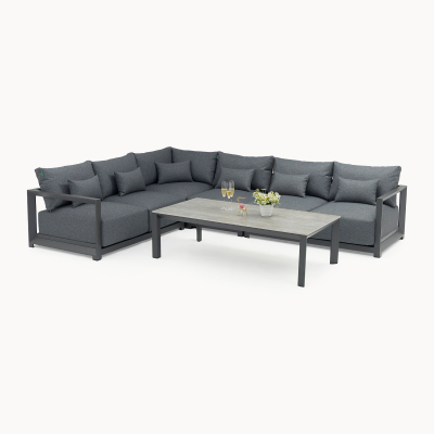 Rex Aluminium Large Corner Sofa Lounging Set in Graphite Grey