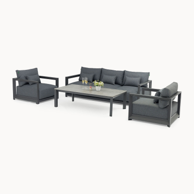 Rex Aluminium 3 Seat Sofa Lounging Set in Graphite Grey