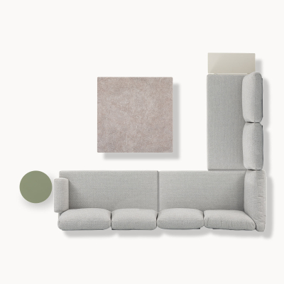 Yasmin Aluminium Large Corner Sofa Lounging Set in Pebble & Avocado