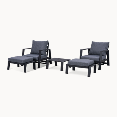 Franklin Aluminium 5 Piece Reclining Lounging Set in Graphite Grey