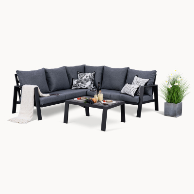 Franklin Aluminium Corner Sofa Lounging Set in Graphite Grey