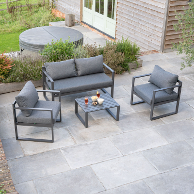 Phoebe Aluminium 2 Seater Sofa Lounging Set in Graphite Grey