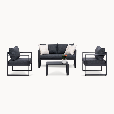 Phoebe Aluminium 2 Seater Sofa Lounging Set in Graphite Grey