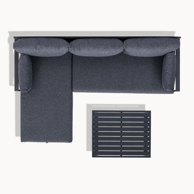 Phoebe Aluminium 3 Seater Chaise Sofa Lounging Set in Graphite Grey