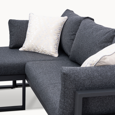 Phoebe Aluminium 3 Seater Chaise Sofa Lounging Set in Graphite Grey