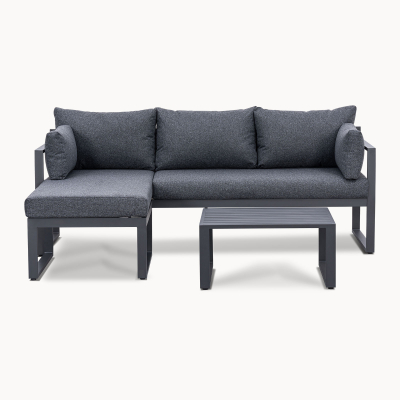 Phoebe Aluminium 3 Seater Chaise Sofa Lounging Set in Graphite Grey