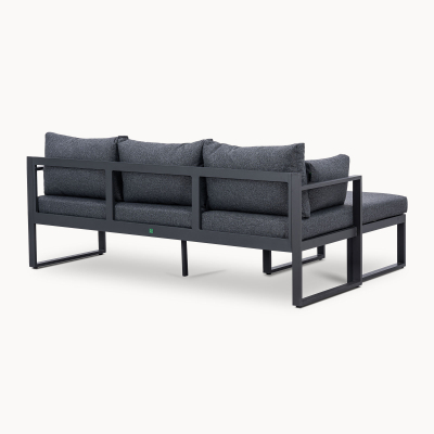 Phoebe Aluminium 3 Seater Chaise Sofa Lounging Set in Graphite Grey