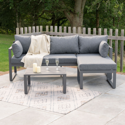 Phoebe Aluminium 3 Seater Chaise Sofa Lounging Set in Graphite Grey