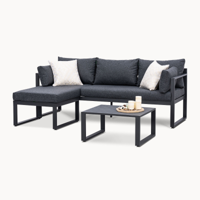 Phoebe Aluminium 3 Seater Chaise Sofa Lounging Set in Graphite Grey