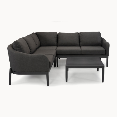 Duke All Weather Fabric Corner Sofa Lounging Set in Charcoal Grey