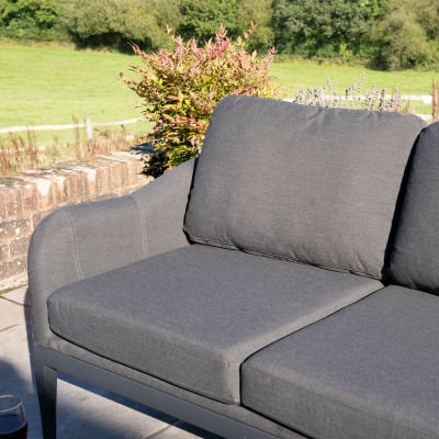 Duke All Weather Fabric Corner Sofa Lounging Set in Charcoal Grey