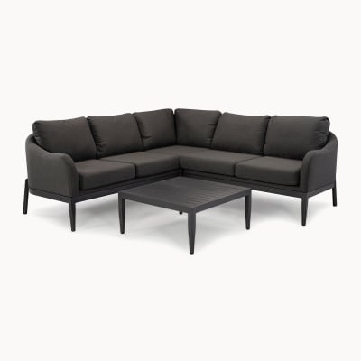 Duke All Weather Fabric Corner Sofa Lounging Set in Charcoal Grey