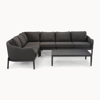 Duke All Weather Fabric Large Corner Sofa Lounging Set in Charcoal Grey