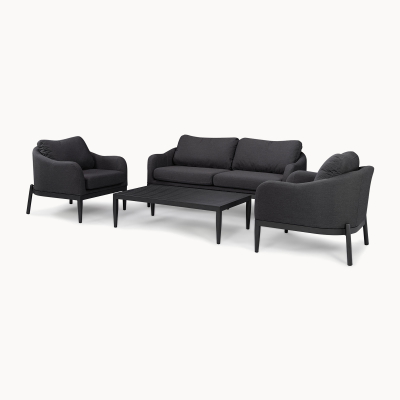 Duke All Weather Aluminium 3 Seater Sofa Lounging Set in Charcoal Grey